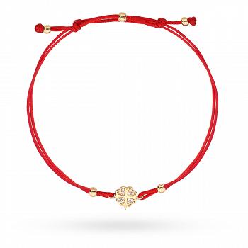 Bransoletka złota koniczynka wysadzana cyrkoniami FUG2-25-B00737-2