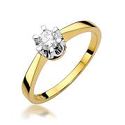 Pierścionek zaręczynowy z żółtego złota z diamentem laboratoryjnym 0.25ct