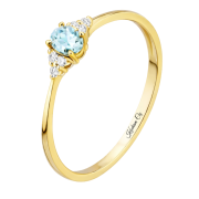 Pierścionek zaręczynowy złoty z błękitną cyrkonią XFP2052BŁ