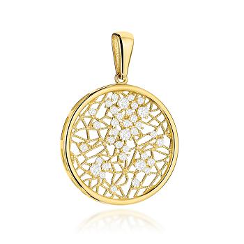 Zawieszka złota ażurowe kółko z cyrkoniami FUG6-Z00595-585