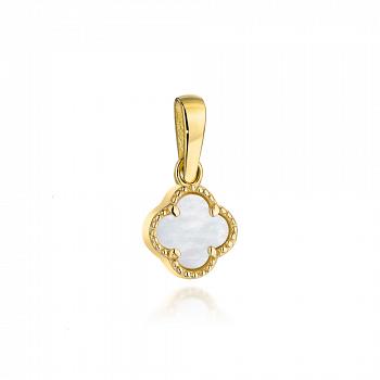 Zawieszka złota koniczynka z masą perłową FUG6-25-Z00424-2