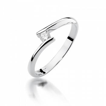 Pierścionek zaręczynowy z białego złota z brylantem 0.09
