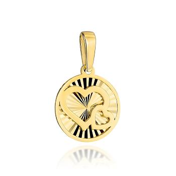 Zawieszka złota diamentowane kółko i splecione serca FUG6-Z00706-585
