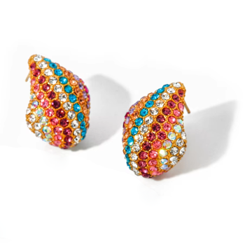 Kolczyki damskie złote z kolorowymi kamieniami FUGJDE2403065CR