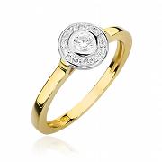 Pierścionek zaręczynowy z żółtego złota z brylantami 0.20
