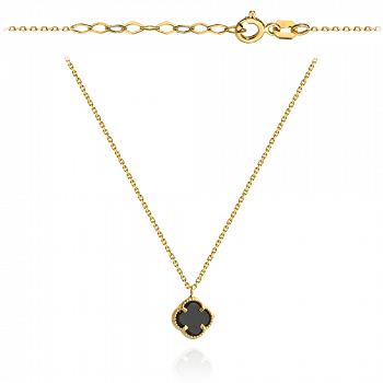 Naszyjnik złoty czarna koniczyna FUG3-4-CN00294-2
