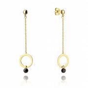 Kolczyki złote ring na łańcuszku z kamieniami FUG7-4-K00466-2