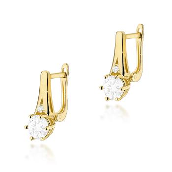 Kolczyki z żółtego złota z brylantami i białymi szafirami FKO572-585-BS1.20/0.03