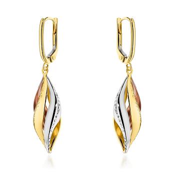 Kolczyki złote zakręcone w trzech kolorach złota FUG7-K01746-585