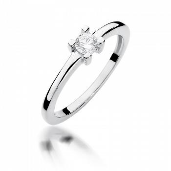 Pierścionek zaręczynowy z białego złota z brylantem 0.23
