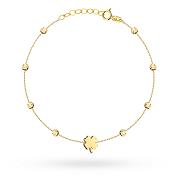 Bransoletka złota trójwymiarowa koniczyna i kulki diamentowane FUG2-B00850-585