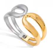 Bransoletka damska złoto srebrna sztywna mankiet FUGJDB0104010-PS