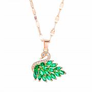 Naszyjnik stal szlachetna zielony łabędź FUGTGN404G