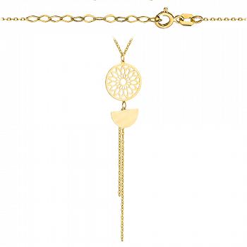 Naszyjnik złoty ażurowy kwiat z łańcuszkami FUG3-4-N00400-2