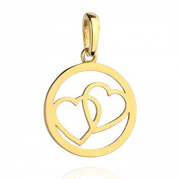 Zawieszka złota dwa serca w kółku FUG6-25-Z00425-2