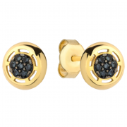 Kolczyki złote okrągłe z czarnymi kamieniami FUG7-4-K00675-2
