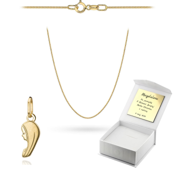 Złoty medalik z łańcuszkiem pancerka komplet prezent Komunia Chrzest