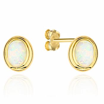 Kolczyki złote owalne z opalem FUG7-K01099-585