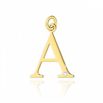 Zawieszka złota literka A z brylantem FUGZAL-A