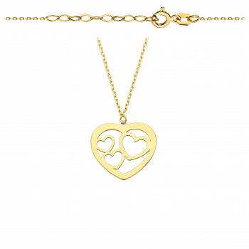Naszyjnik złoty celebrytka serce z trzema serduszkami w środku FUG3-21-CN00265-2