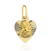 Medalik z żółtego złota Matka Boska Częstochowska w sercu FUG5-M00068-375