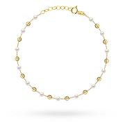 Bransoletka złota gładkie kulki i perły FUG2-B01070-585