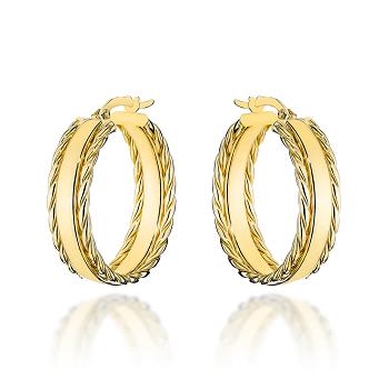 Kolczyki złote koła zdobione na bokach FUG7-17-K01629-2