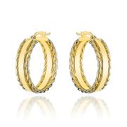 Kolczyki złote koła zdobione na bokach FUG7-17-K01629-2