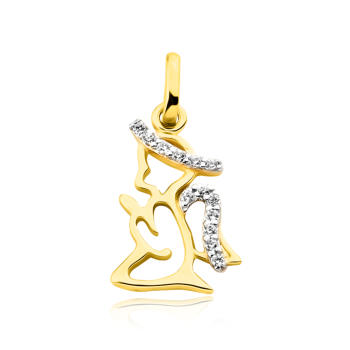 Zawieszka złota anioł z cyrkoniami XFJ4011