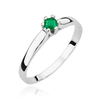 Pierścionek zaręczynowy z białego złota ze szmaragdem 0.15ct