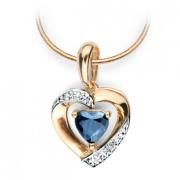 Złota zawieszka z diamentem i szafirami 4994S