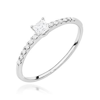 Pierścionek zaręczynowy z białego złota z diamentami laboratoryjnymi 0.21ct