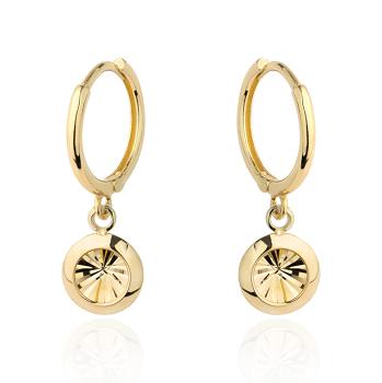 Kolczyki złote z wiszącym diamentowanym kółkiem FUG7-K00995-375