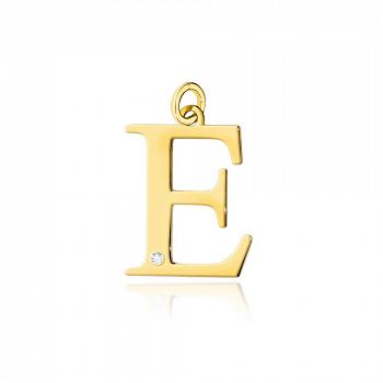 Zawieszka złota mała literka E z brylantem ZMFUG-E