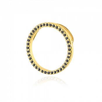 Zawieszka z żółtego złota z czarnymi  brylantami FZ442-585-CB0.20