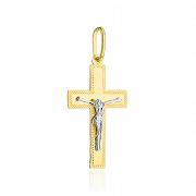 Złoty krzyżyk z wizerunkiem Jezusa dwukolorowy średni FUG4-3-C00119-2