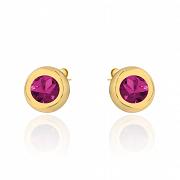 Kolczyki złote kamyk w kolorze fuksji FUG7-25-K01109-2