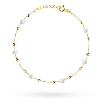 Bransoletka złota z perłami i gładkimi kulkami FUG2-B01146-585
