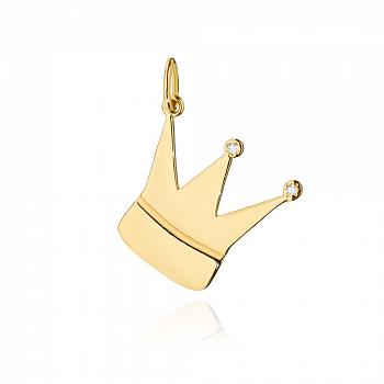 Zawieszka z żółtego złota korona z brylantami FZ502-585-B0.01