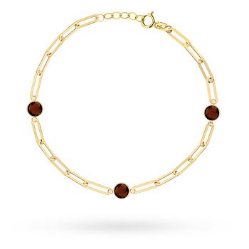 Bransoletka złota ogniwa i brązowy kwarc FUG2-17-B00981-2