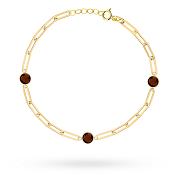 Bransoletka złota ogniwa i brązowy kwarc FUG2-17-B00981-2