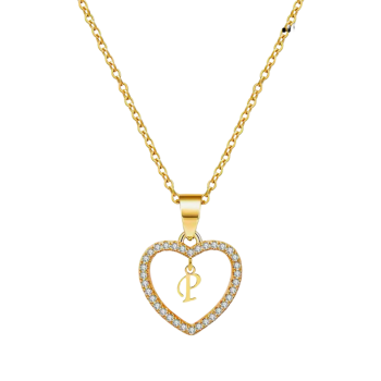 Naszyjnik złoty stal szlachetna serce literka P FUGALP