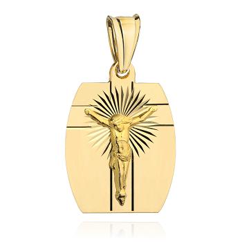 Medalik z żółtego złota Jezus na krzyżu FUG5-9-M00185-2