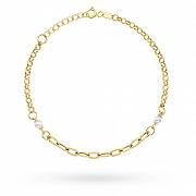 Bransoletka złota ogniwa i perełki FUG2-4-B00924-2