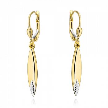 Kolczyki złote sople z diamentowaniem w dwóch kolorach złota FUG7-17-K01220-2