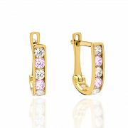 Kolczyki złote z białymi i różowymi cyrkoniami FUG7-16-K00136-2