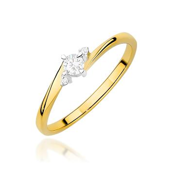 Pierścionek zaręczynowy z żółtego złota z diamentami laboratoryjnymi 0.12ct