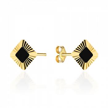 Kolczyki złote z czarną cyrkonią FUG7-21-K01570-2