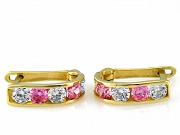 Kolczyki złote z różowymi cyrkoniami FUGKL1A