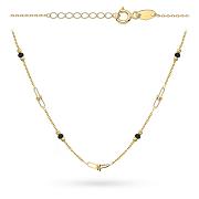 Naszyjnik złoty ogniwa, kulki i czarne kamienie FUG3-31-N00642-2
